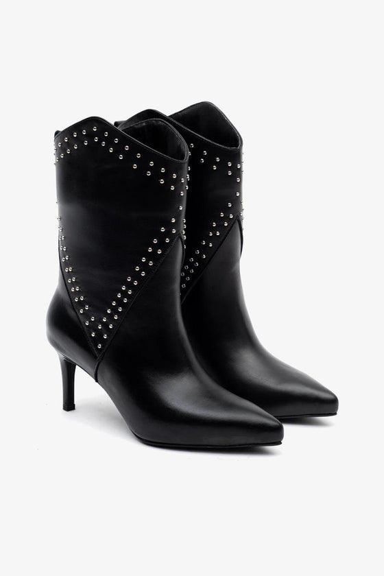 KADIN SİYAH ZIMBALI HAKİKİ DERİ BOT 20516