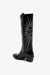 KADIN SİYAH İŞLEMLİ HAKİKİ DERİ KOVBOY ÇİZME 20513