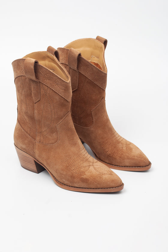 KADIN BEJ SÜET HAKİKİ DERİ KOVBOY BOT 20521