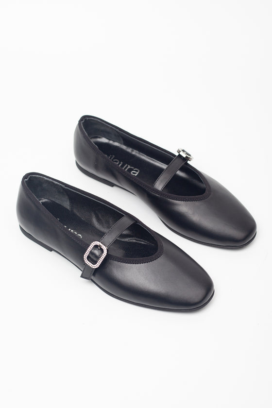 KADIN SİYAH TAŞLI HAKİKİ DERİ BABET 20500