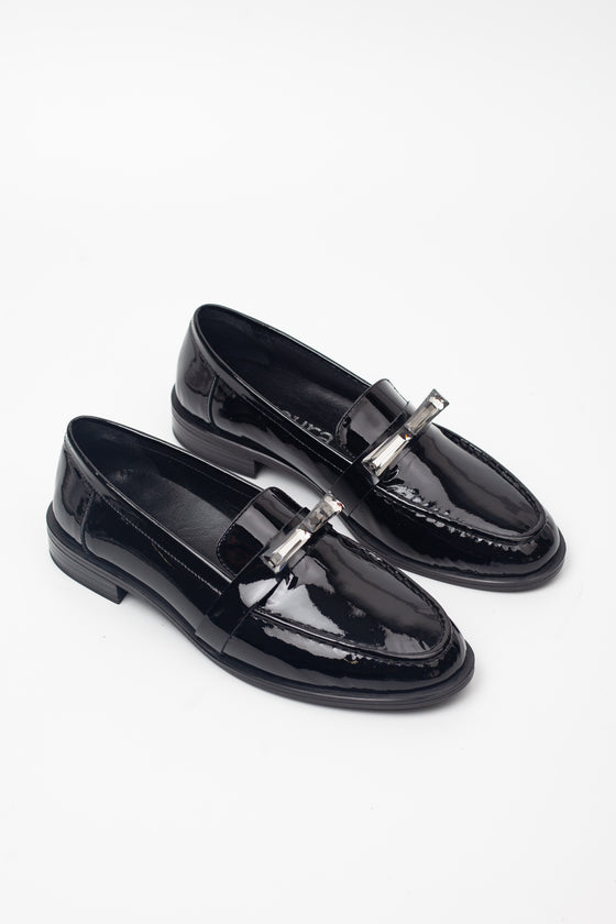 KADIN SİYAH RUGAN TOKALI HAKİKİ DERİ LOAFER 20501