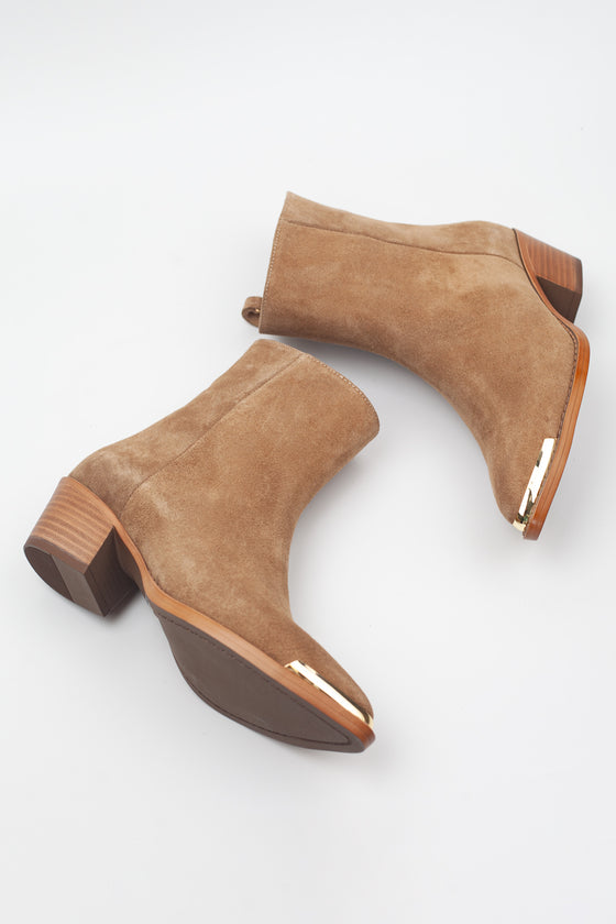 KADIN HAKİ SÜET GOLD DETAYLI HAKİKİ DERİ KOVBOY BOT 20510