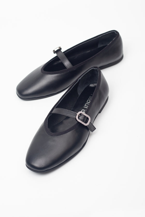 KADIN SİYAH TAŞLI HAKİKİ DERİ BABET 20500