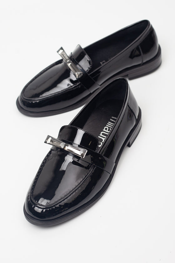 KADIN SİYAH RUGAN TOKALI HAKİKİ DERİ LOAFER 20501