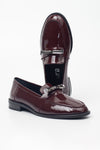 KADIN BORDO RUGAN TOKALI HAKİKİ DERİ LOAFER 20506