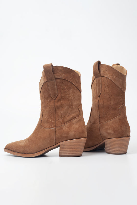 KADIN BEJ SÜET HAKİKİ DERİ KOVBOY BOT 20521