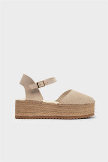  KADIN KREM SÜET ESPADRİL HAKİKİ DERİ SANDALET 20462