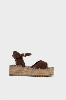  KADIN KAHVERENGİ SÜET ESPADRİL HAKİKİ DERİ SANDALET 20466