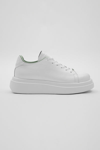 Kadın Hakiki Deri Beyaz Cilt Bağcıklı Sneaker 20135