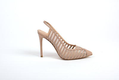 Kadın Bej Deri Topuklu Ayakkabı 20019