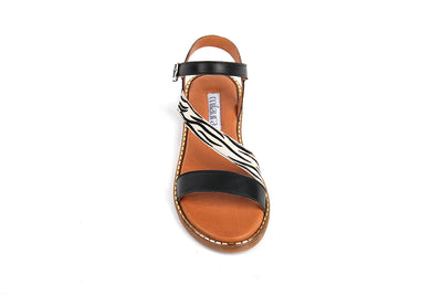Kadın Siyah Zebra Şeritli Sandalet 20038